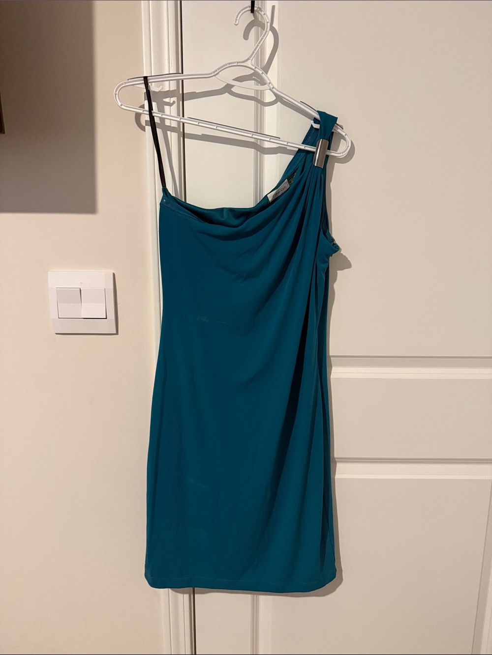 Calvin Klein Teal One-Shoulder Dress